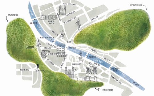 Illustration Salzburg Landkarte von Jill Goritschnig